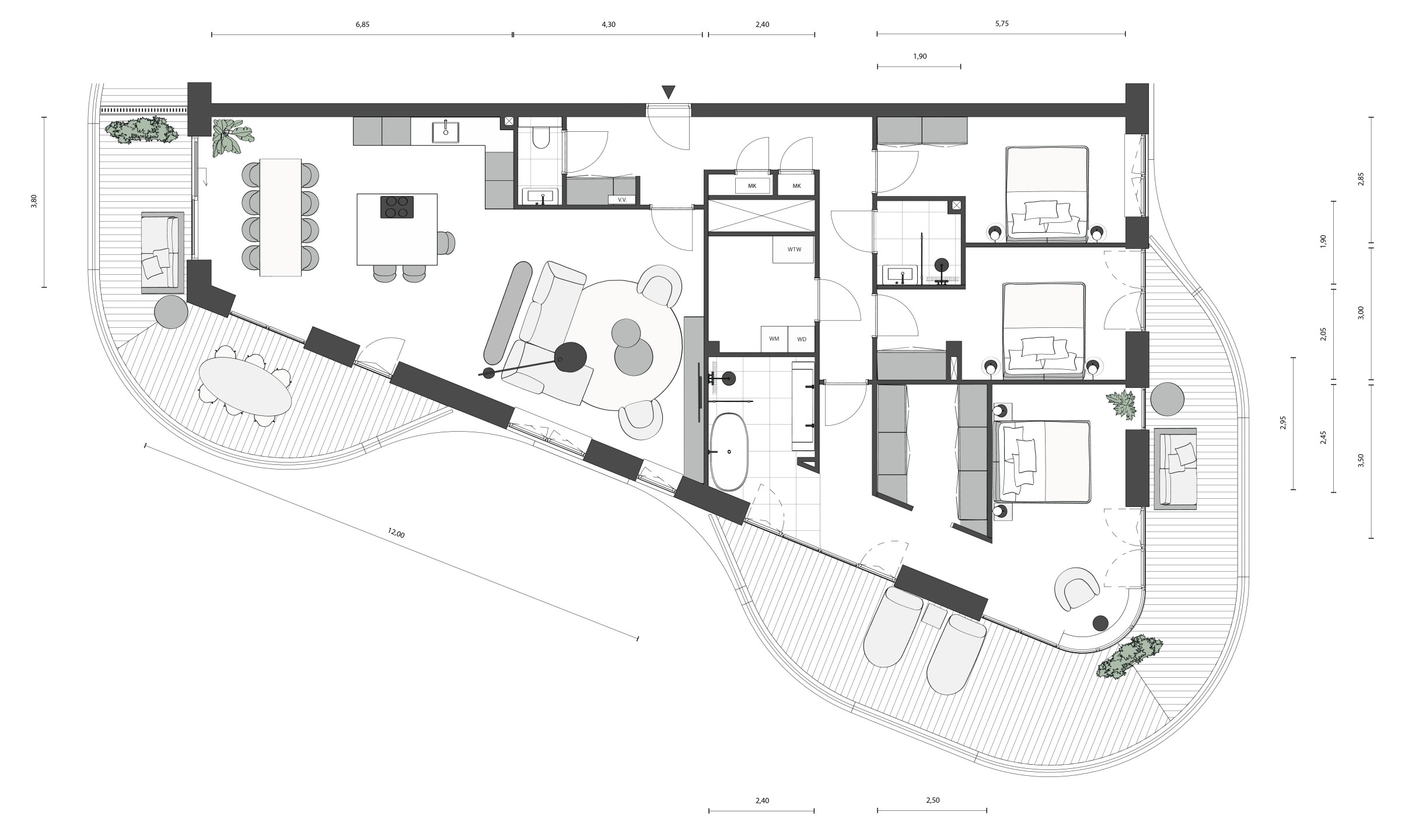 Beeldenfabriek - Sfeervol ingerichte 2D plattegrond